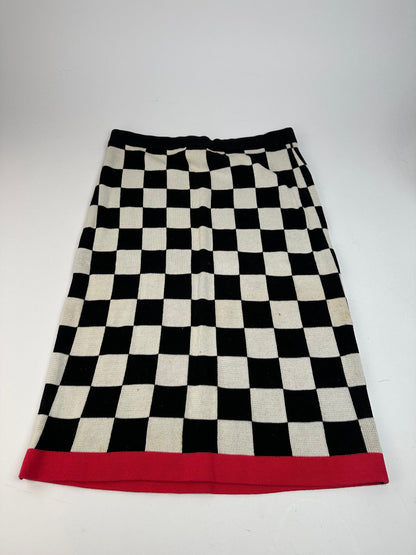 Vintage Celine Paris Chess Emblossed Skirt Black White 40/L