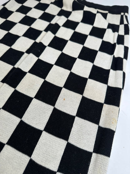 Vintage Celine Paris Chess Emblossed Skirt Black White 40/L