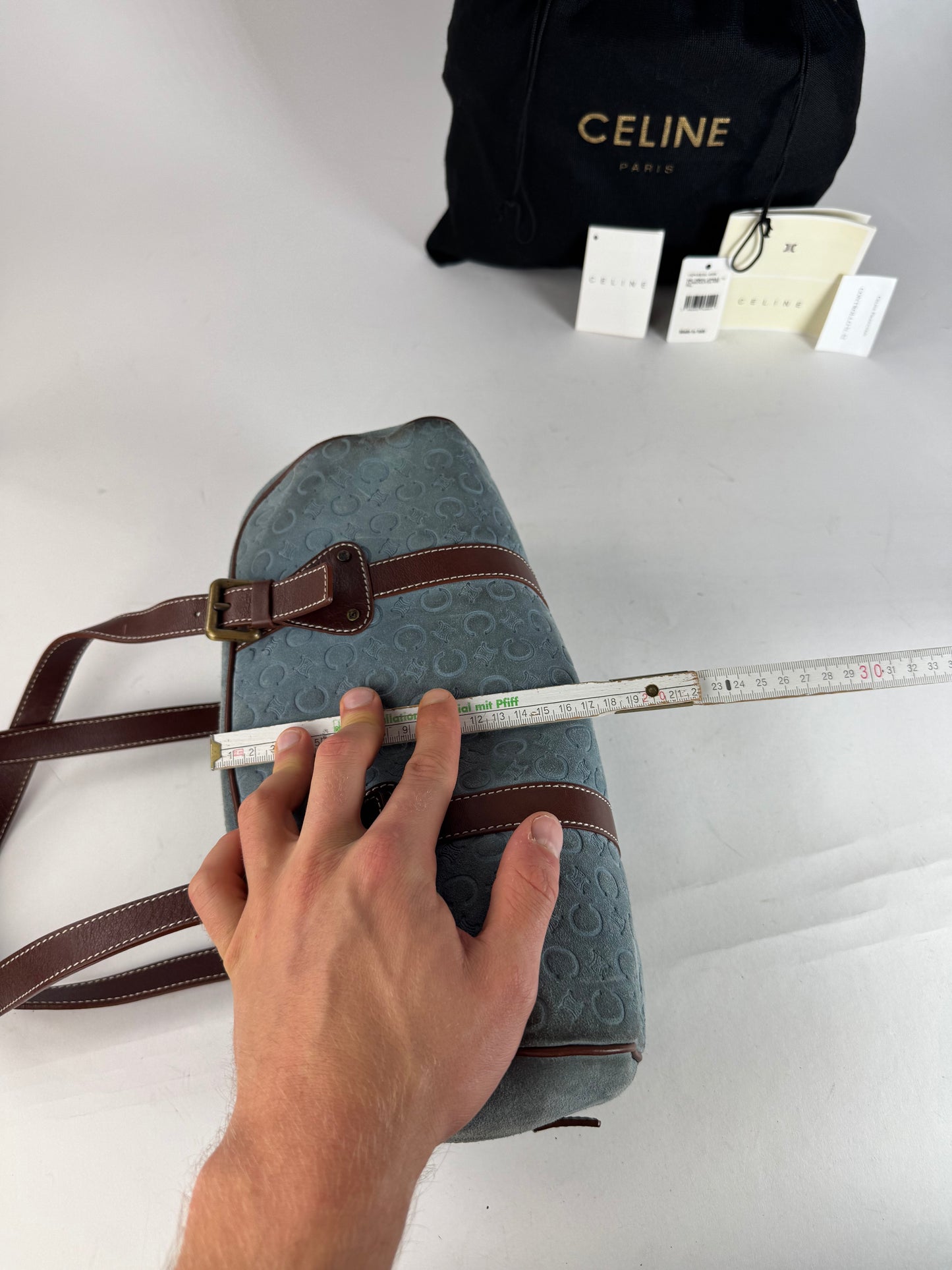 Vintage Celine Suede C , Macadam Monogram Bowling Bag light-blue brown