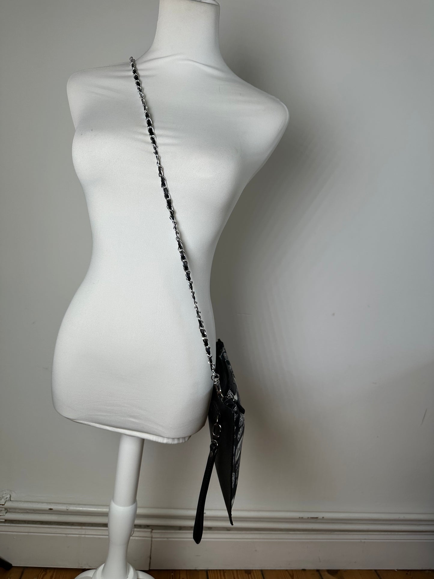 Vintage Givenchy Coated Canvas Clutch Bag Black White