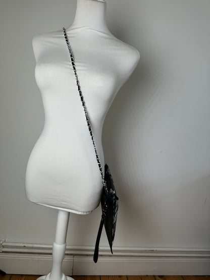 Vintage Givenchy Coated Canvas Clutch Bag Black White