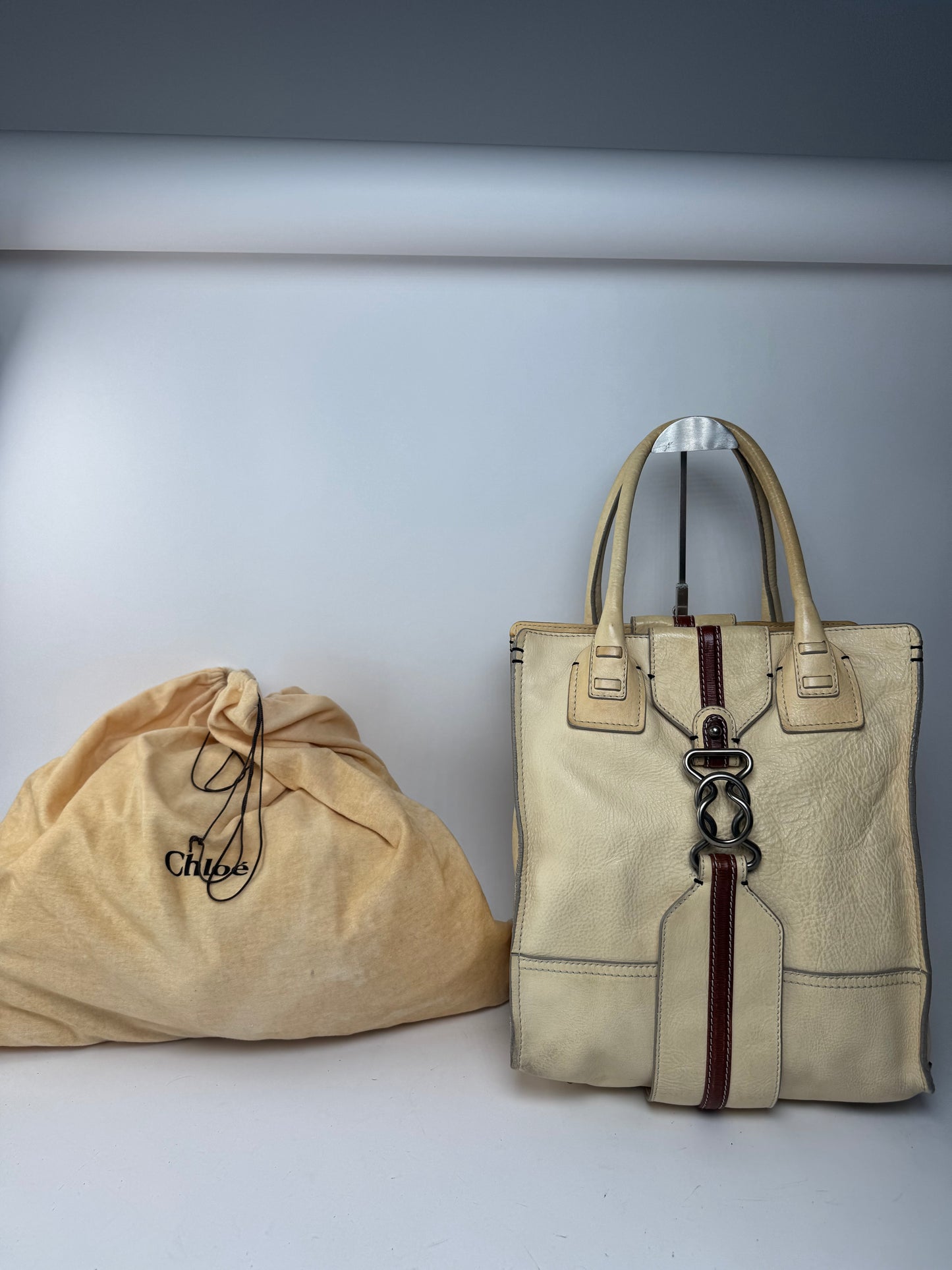 Sac vintage en cuir Chloé beige marron
