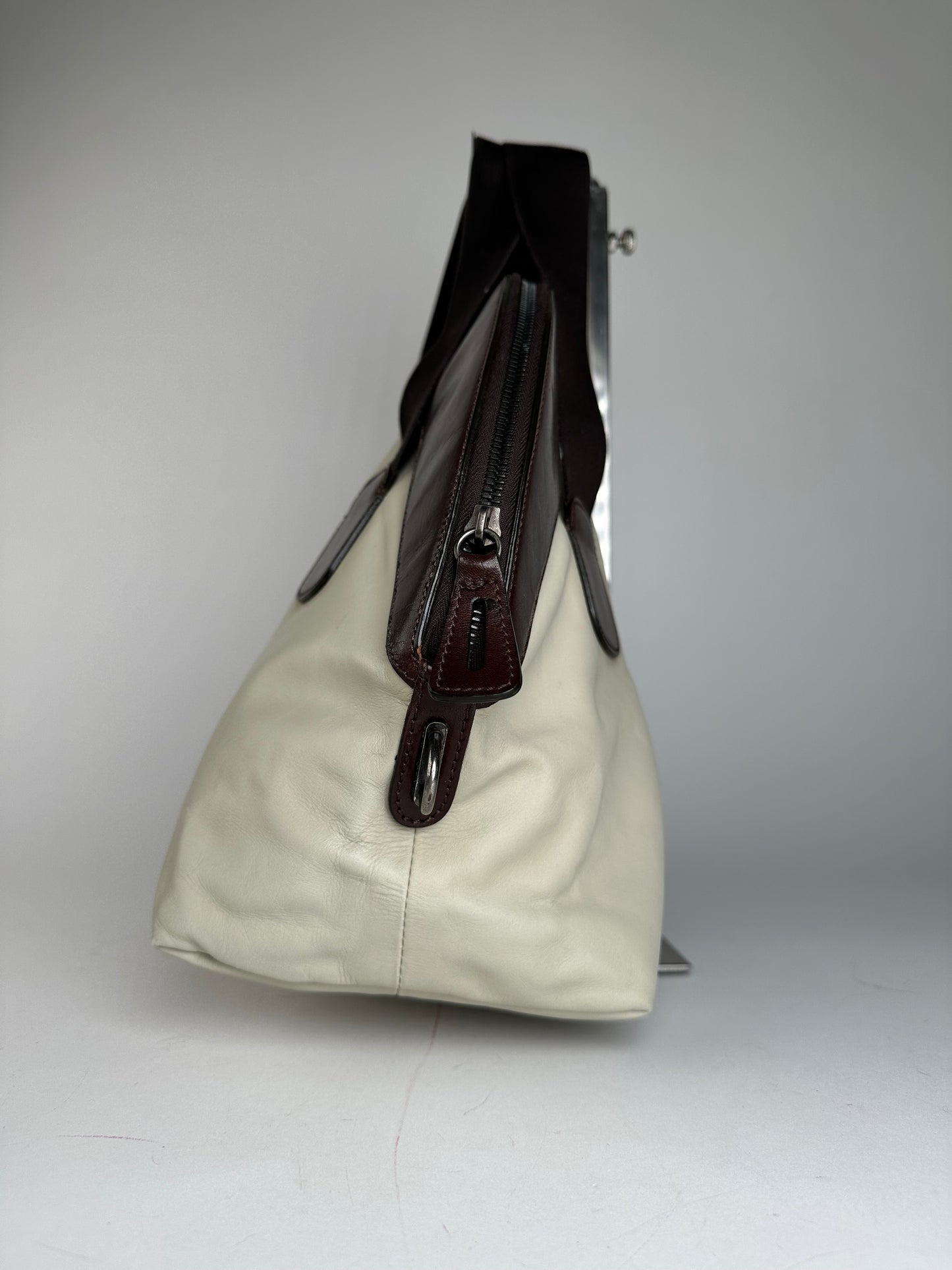 Vintage Marni Leather Handbag White Brown