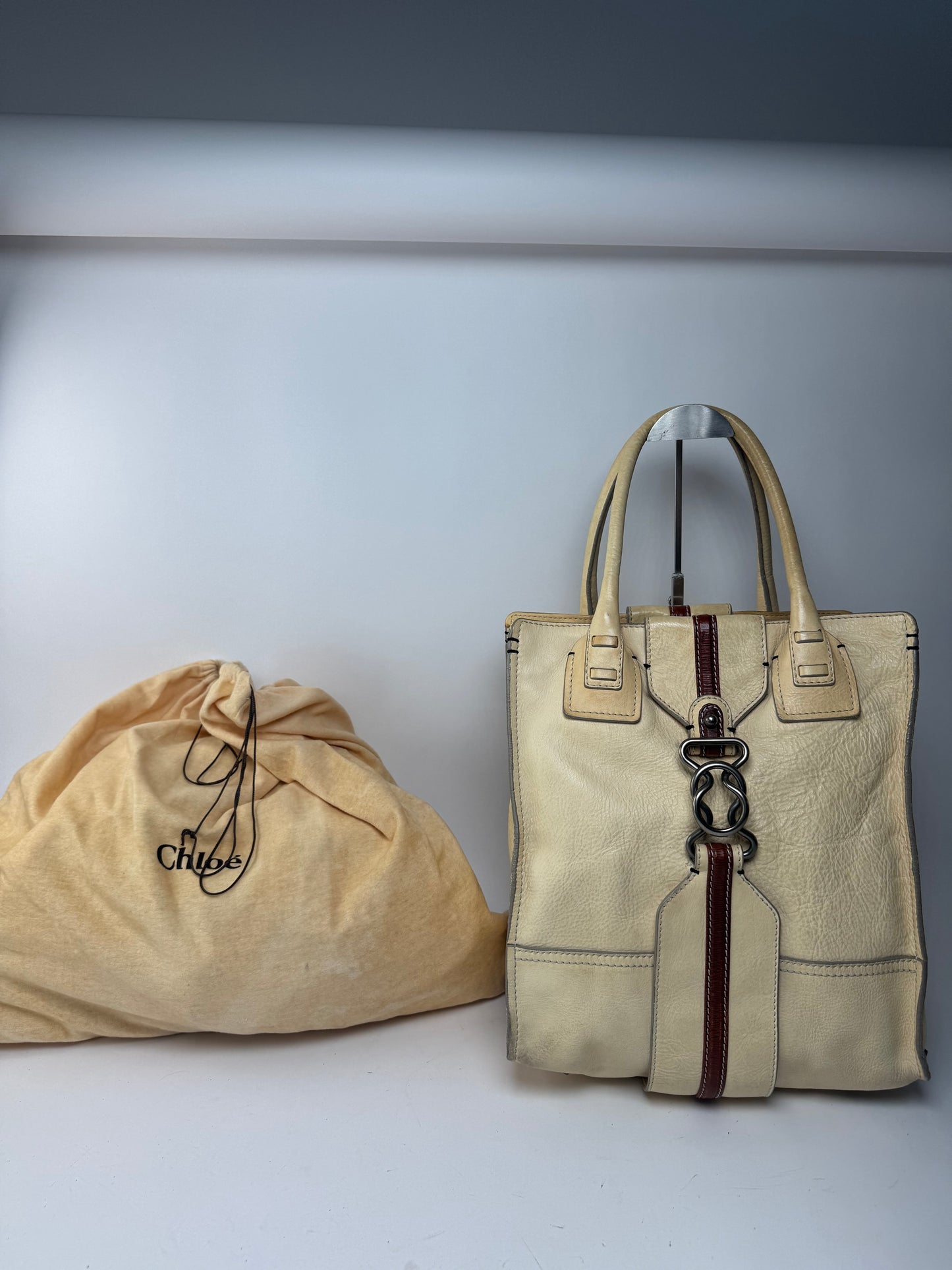 Sac vintage en cuir Chloé beige marron