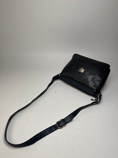 Vintage Celine Triomphe Monogram Leather Shoulder Bag navy Grey