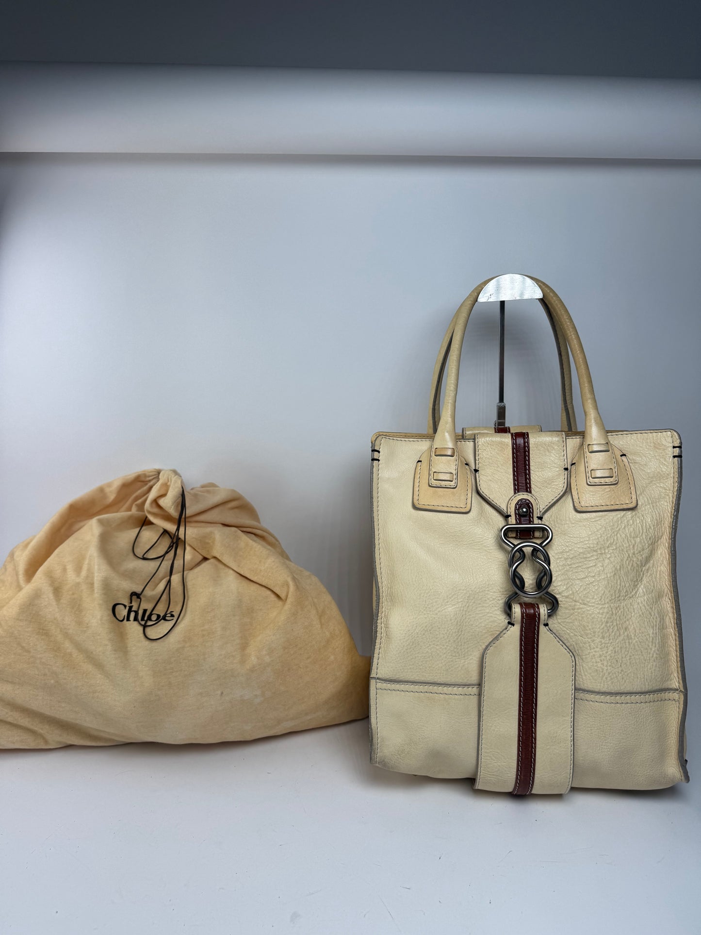 Sac vintage en cuir Chloé beige marron