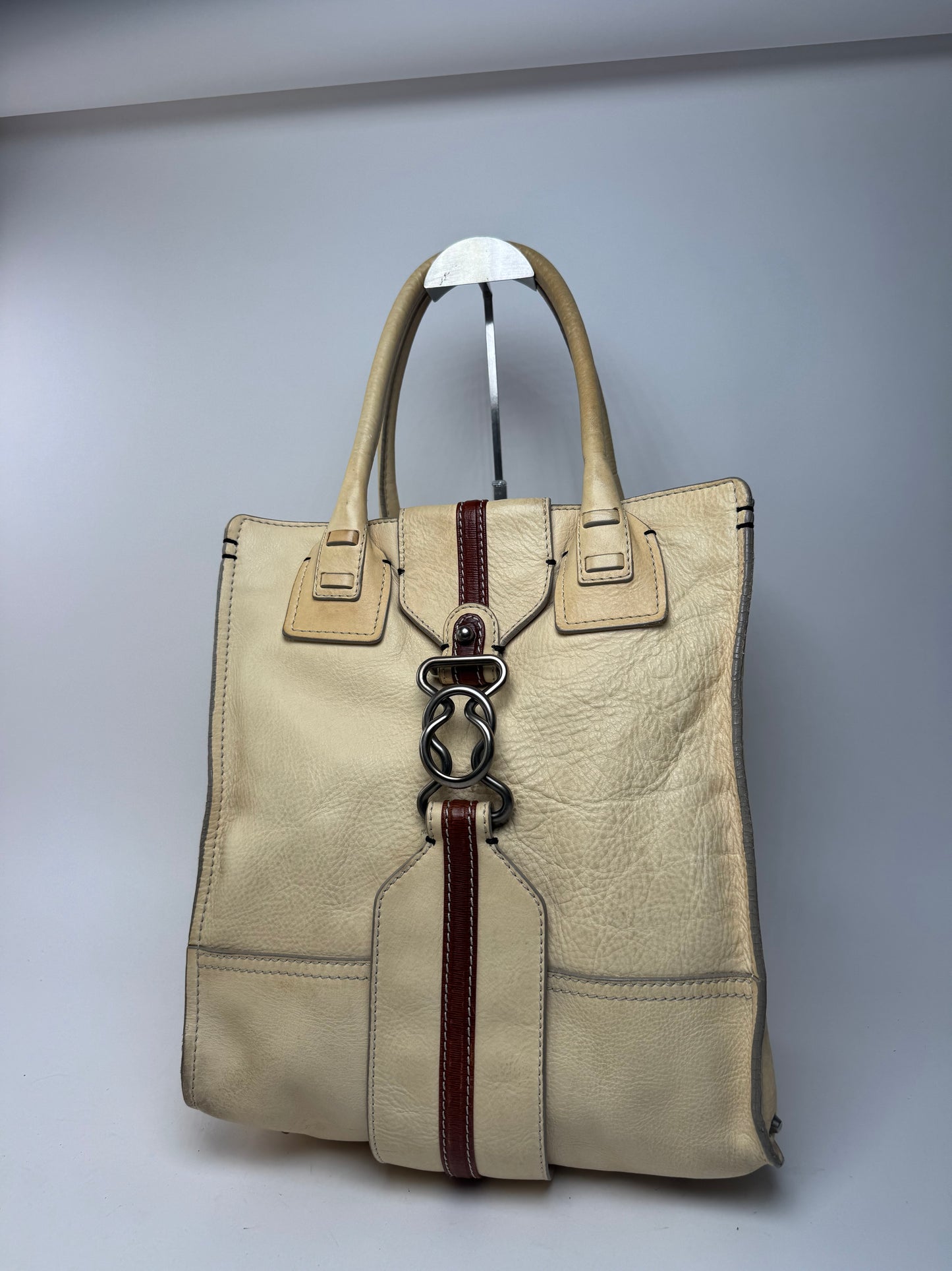 Sac vintage en cuir Chloé beige marron