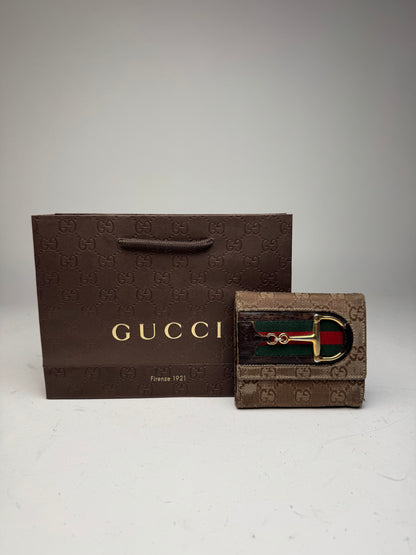 Vintage Gucci Monogram Leather Wallet beige brown