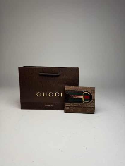 Vintage Gucci Monogram Leather Wallet beige brown