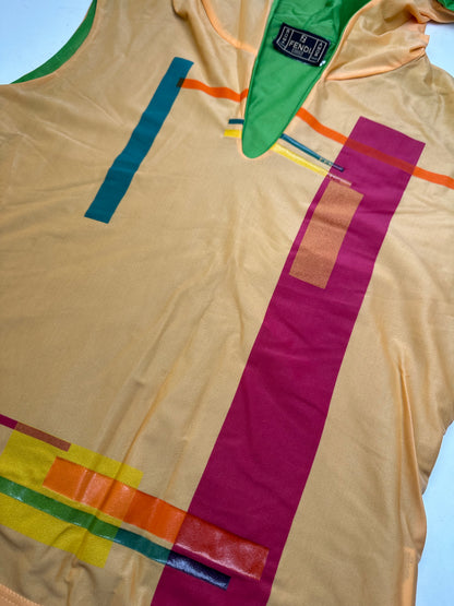 Vintage Fendi Abstract Print Hooded Top Orange Green Pink M
