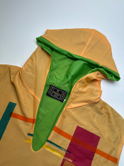 Vintage Fendi Abstract Print Hooded Top Orange Green Pink M