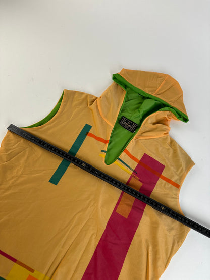 Vintage Fendi Abstract Print Hooded Top Orange Green Pink M