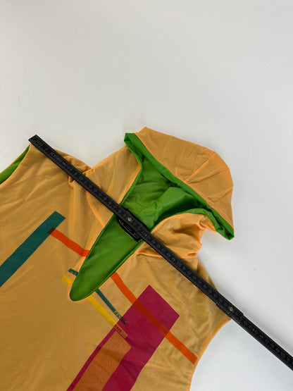 Vintage Fendi Abstract Print Hooded Top Orange Green Pink M