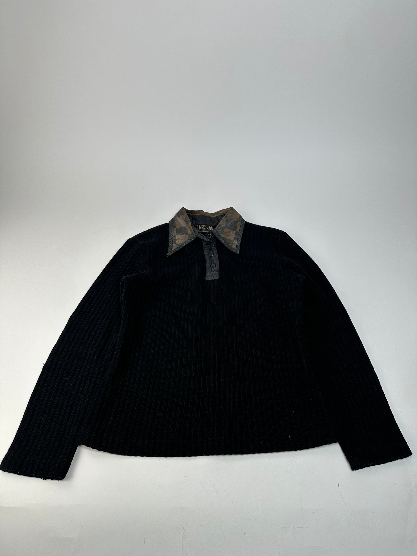 Vintage Fendi Roma Wool Sweater Black Brown 36/S