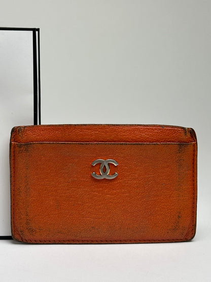 Vintage Chanel Bifold Wallet 2008–2009 Orange Silver
