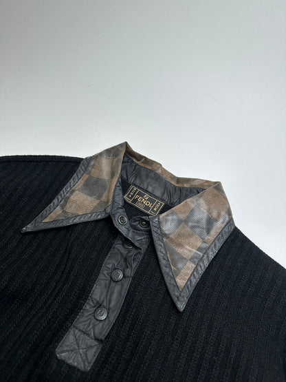 Vintage Fendi Roma Wool Sweater Black Brown 36/S