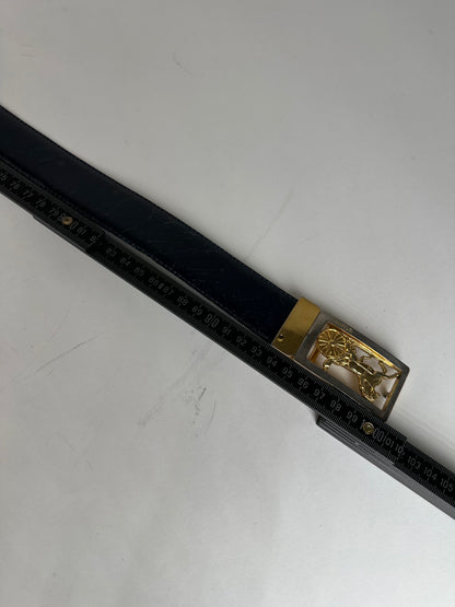 Vintage Celine Paris Snake Emblossed leather belt black