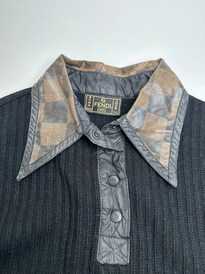 Vintage Fendi Roma Wool Sweater Black Brown 36/S