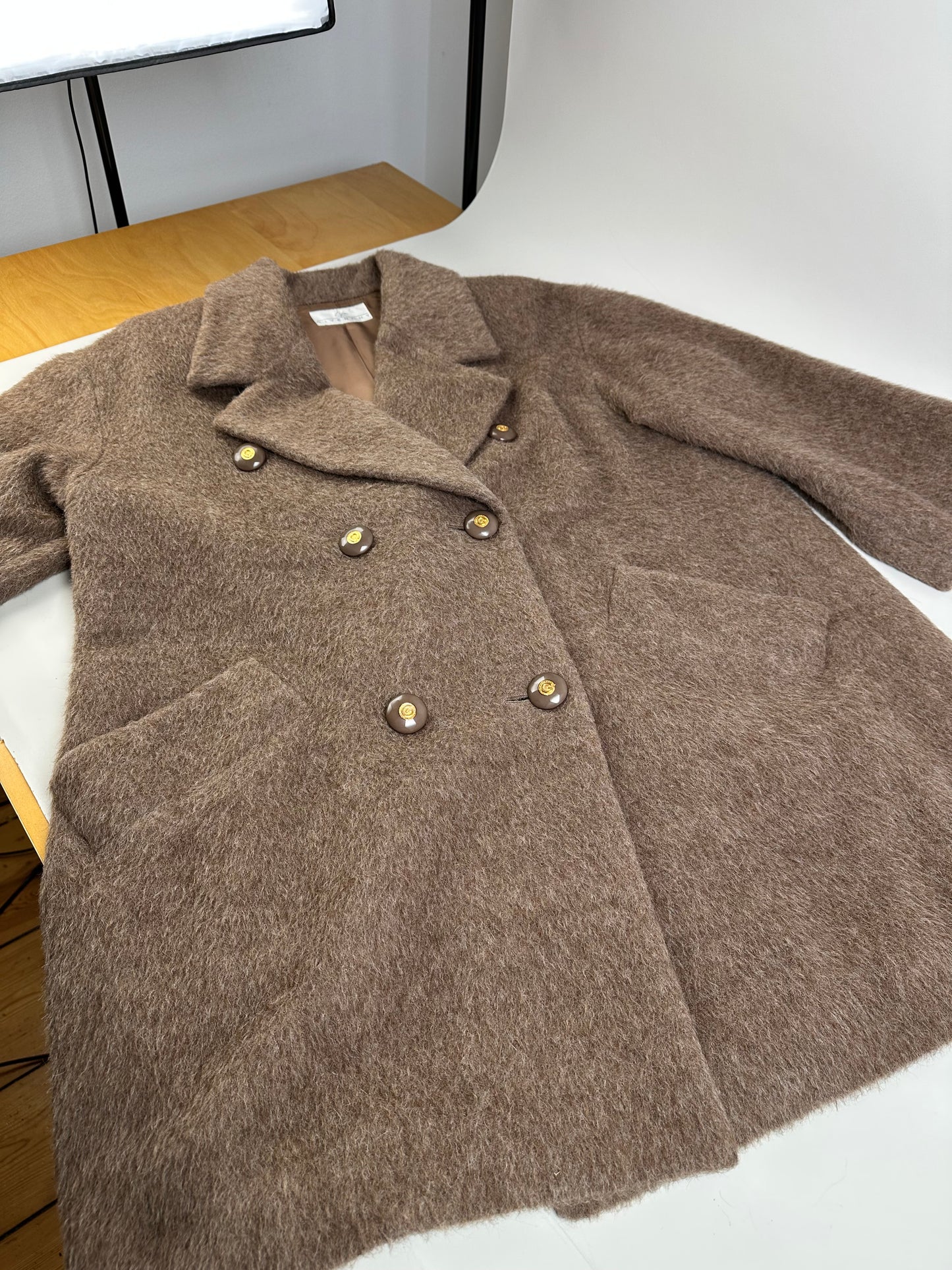 Vintage Givenchy Wool Blend Coat Brown Gold M