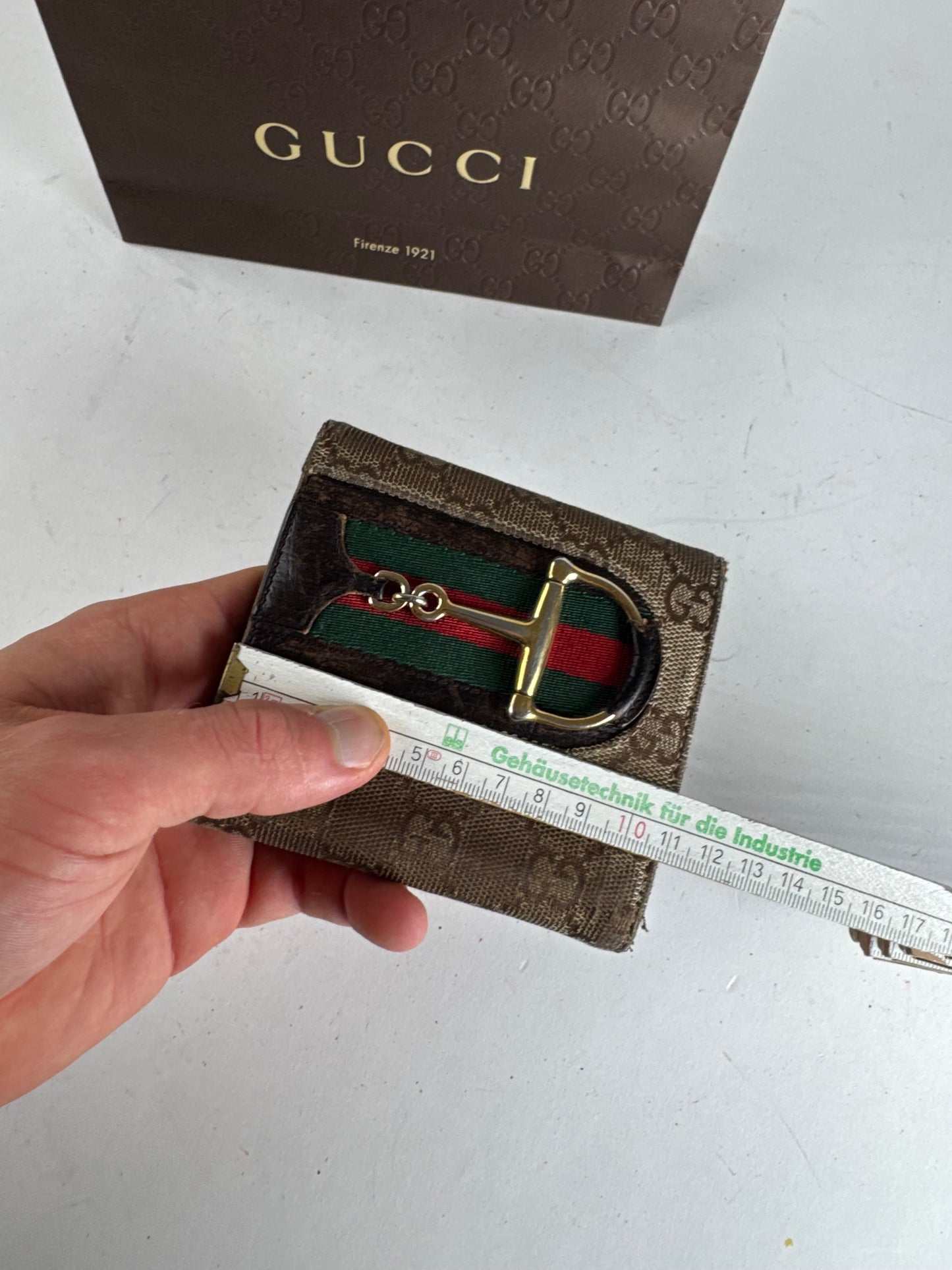 Vintage Gucci Monogram Leather Wallet beige brown