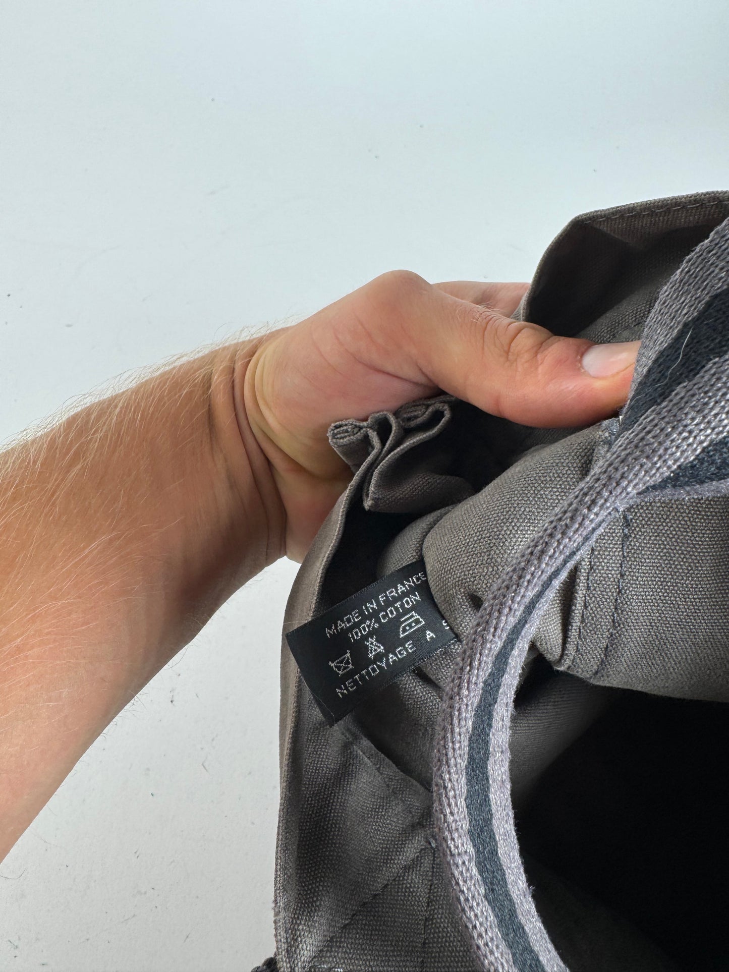 Sac cabas vintage Hermès en toile gris noir