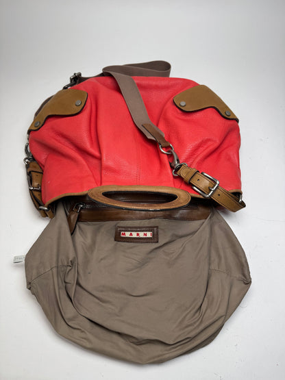 Vintage Marni 2Way Leather Bag Red Brown