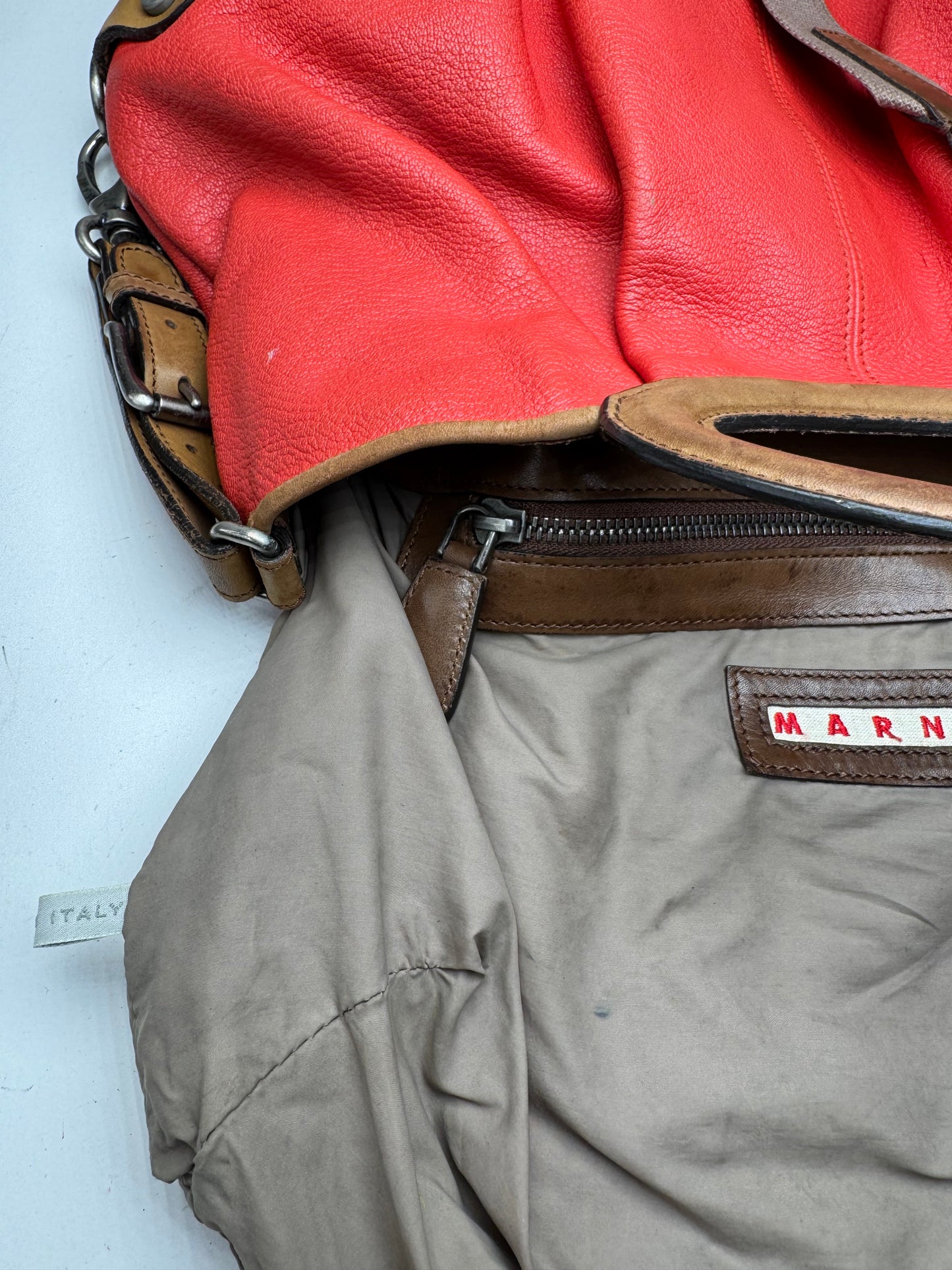 Vintage Marni 2Way Leather Bag Red Brown