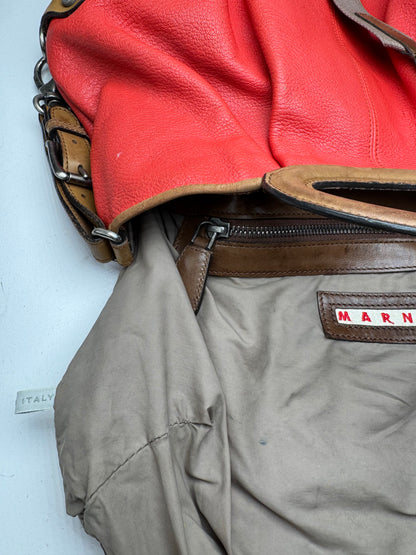 Vintage Marni 2Way Leather Bag Red Brown