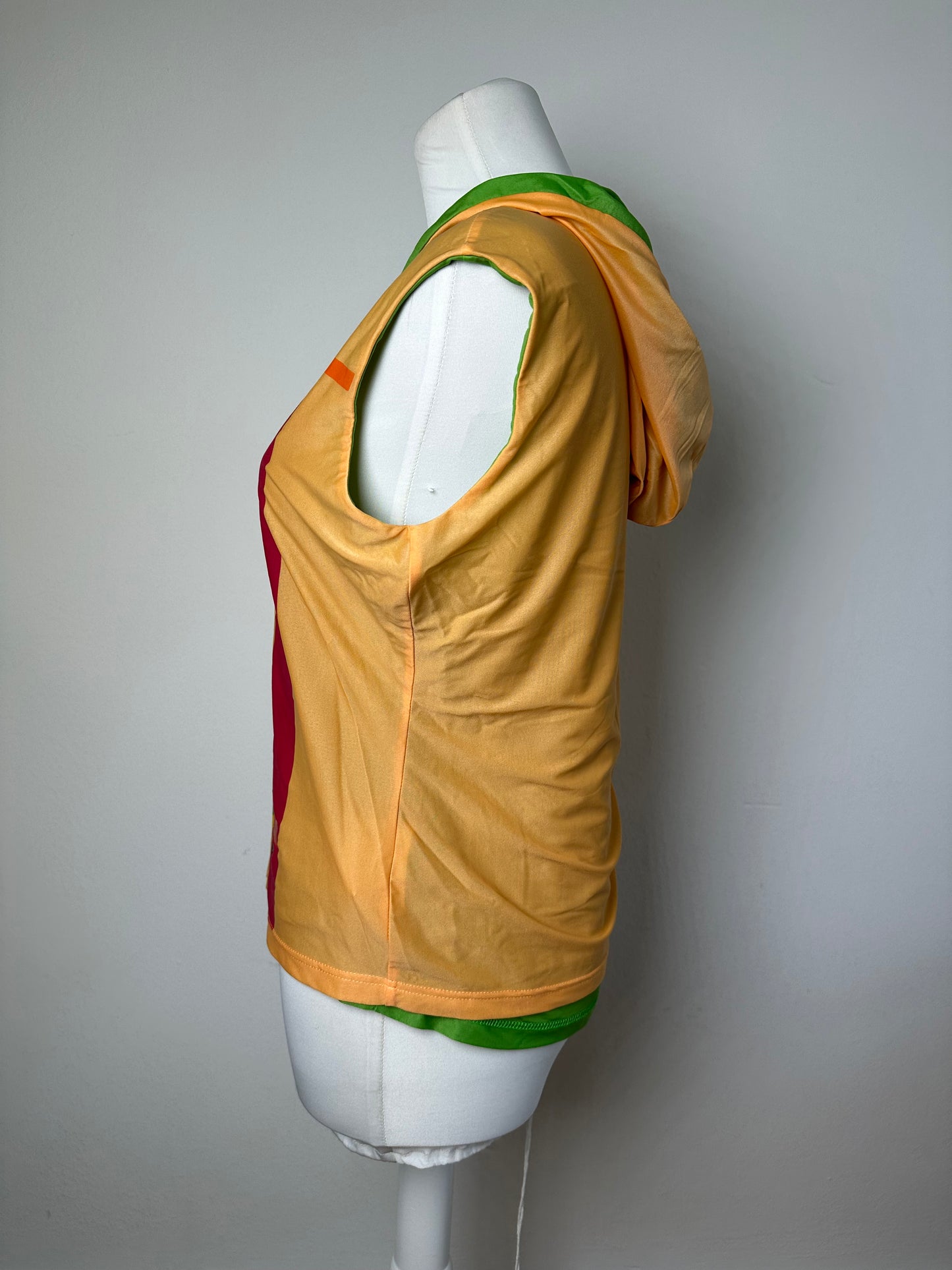 Vintage Fendi Abstract Print Hooded Top Orange Green Pink M