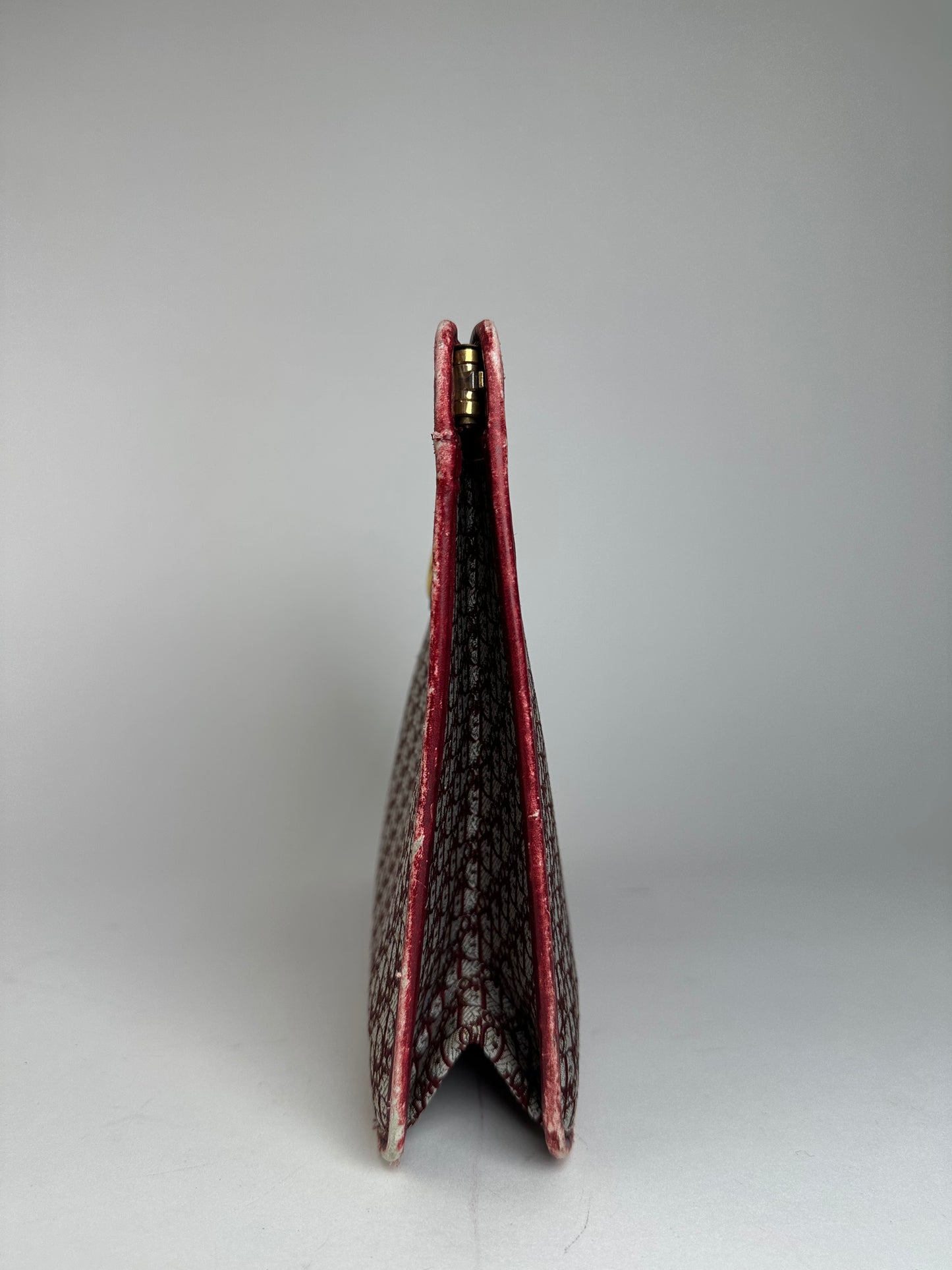 Vintage Dior Oblique Monogram Clutch Grey Red