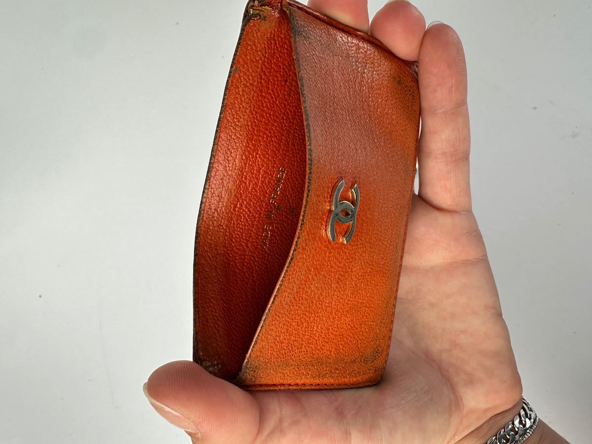 Vintage Chanel Bifold Wallet 2008–2009 Orange Silver