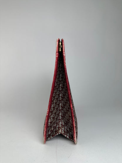 Vintage Dior Oblique Monogram Clutch Grey Red