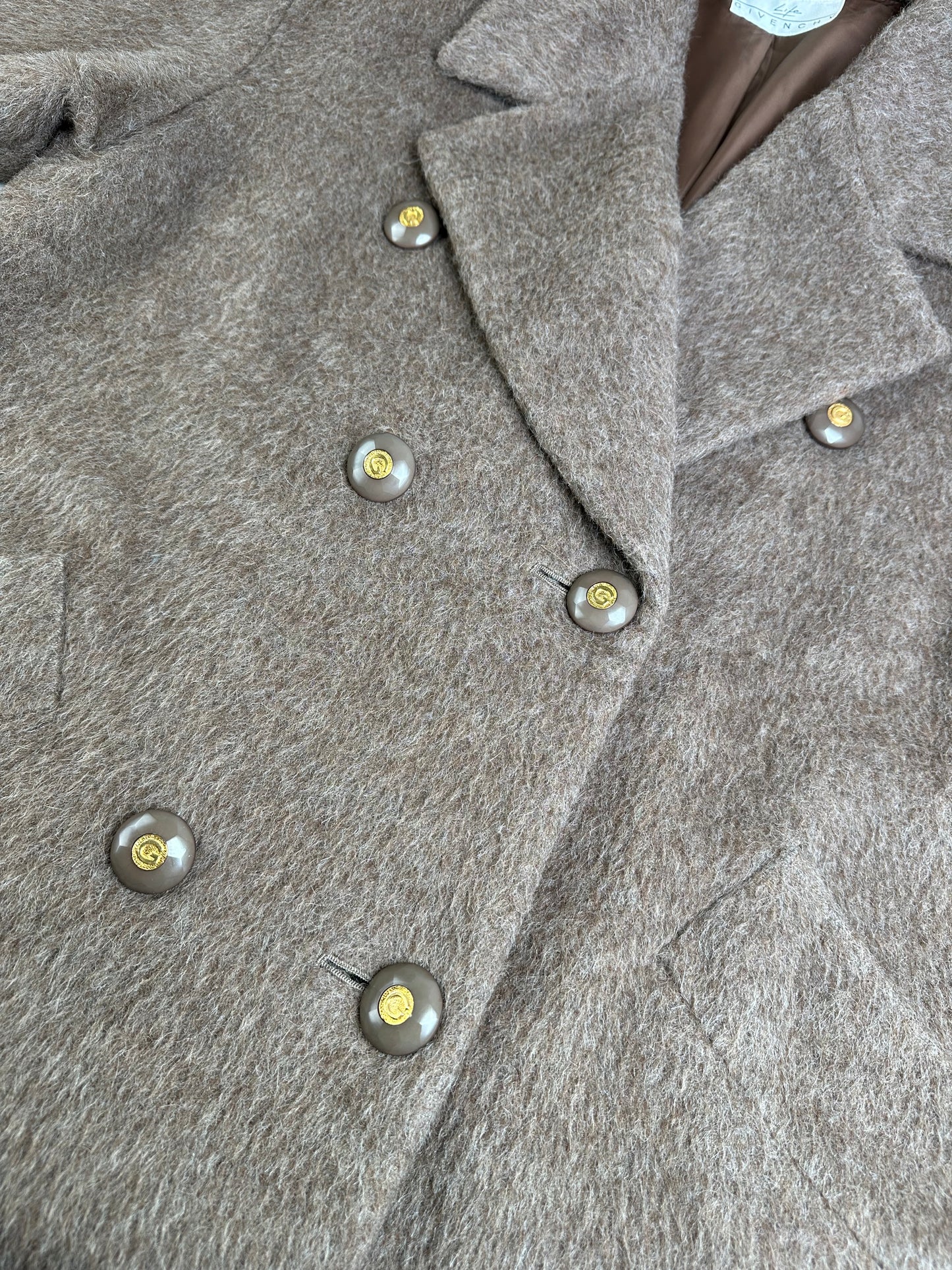 Vintage Givenchy Wool Blend Coat Brown Gold M