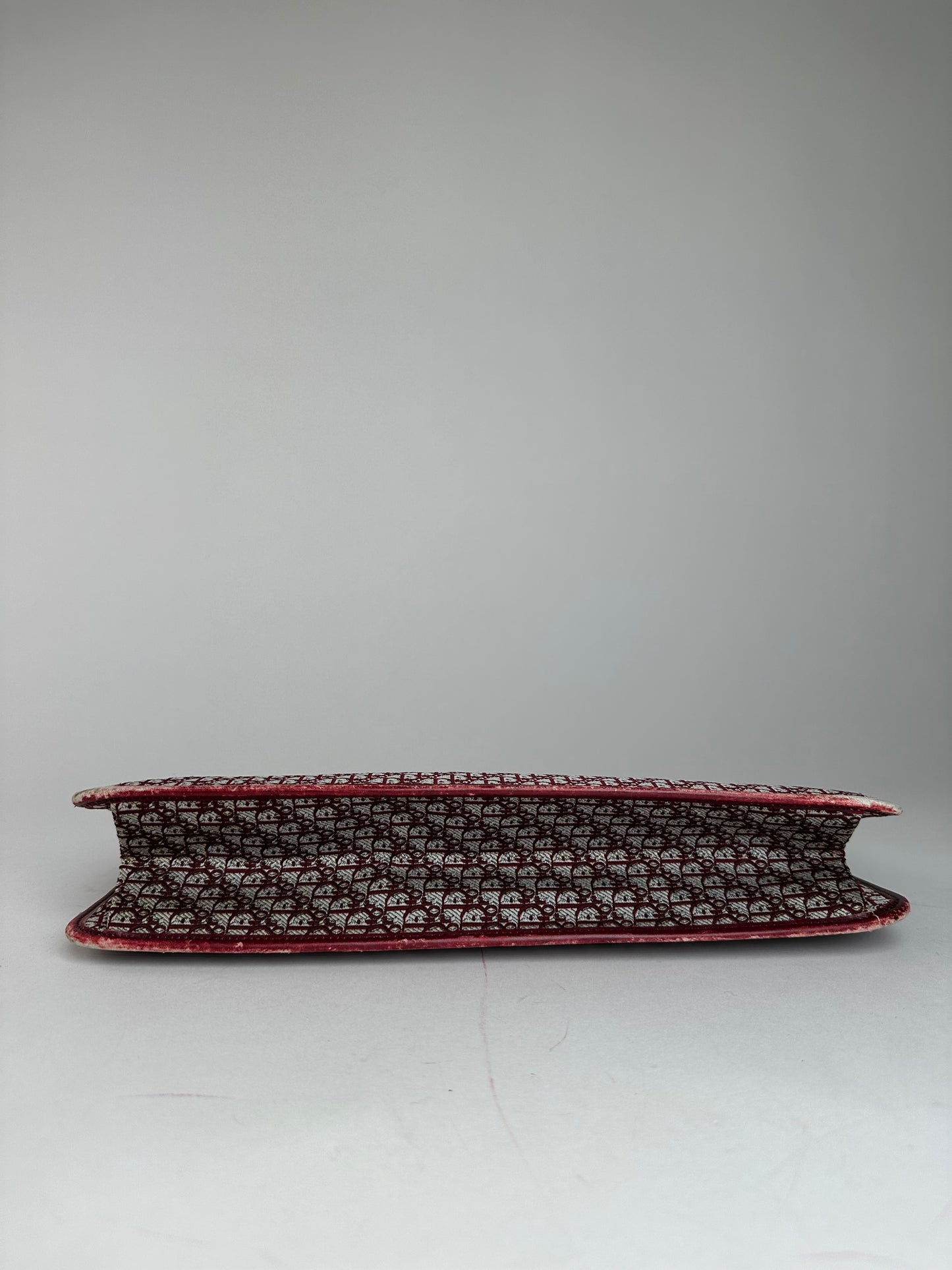 Vintage Dior Oblique Monogram Clutch Grey Red