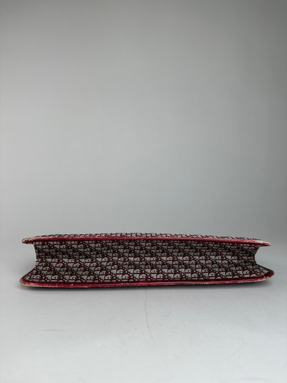 Vintage Dior Oblique Monogram Clutch Grey Red