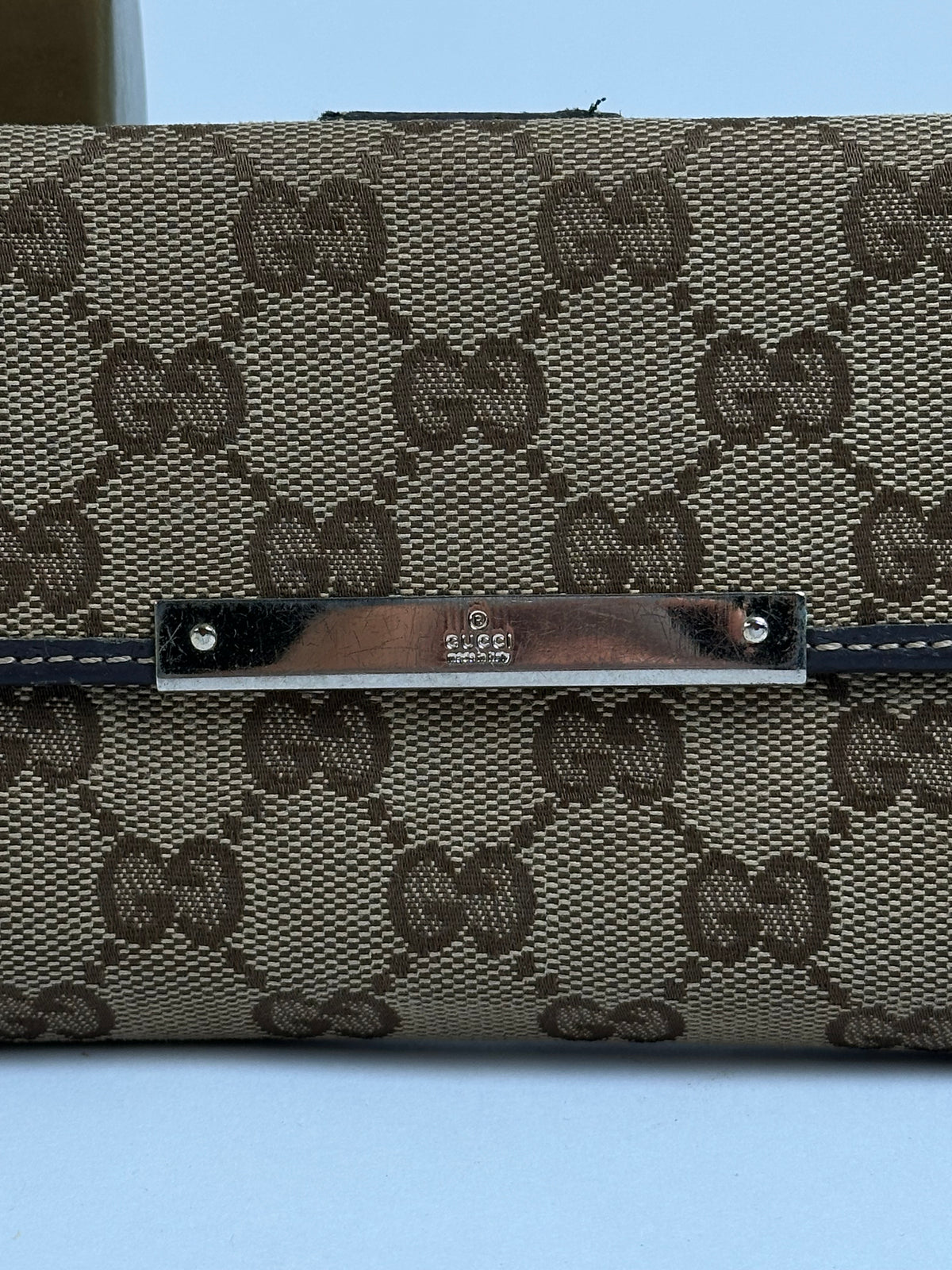Vintage Gucci GG Supreme Bifold Wallet c. 2010s Beige Brown