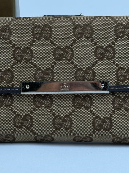 Vintage Gucci GG Supreme Bifold Wallet c. 2010s Beige Brown