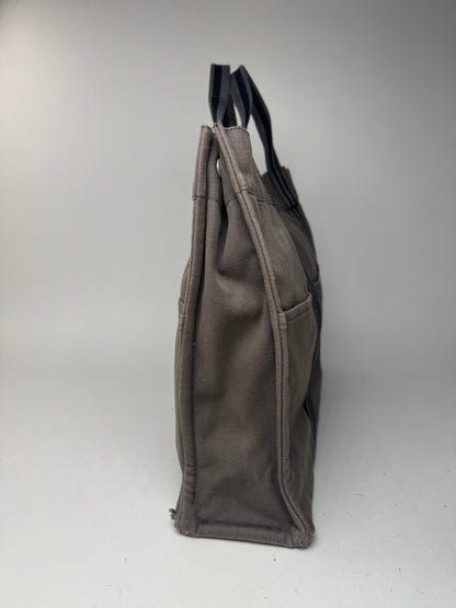Sac cabas vintage Hermès en toile gris noir