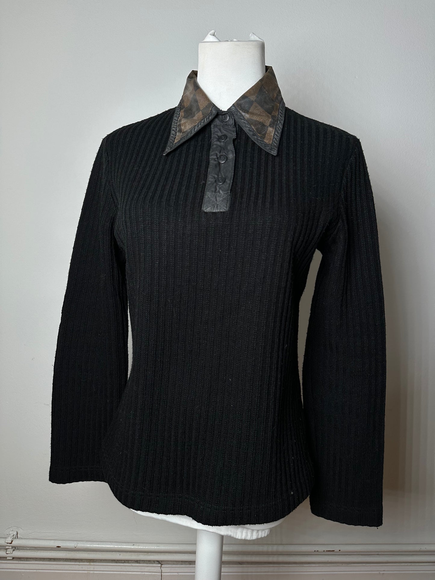 Vintage Fendi Roma Wool Sweater Black Brown 36/S