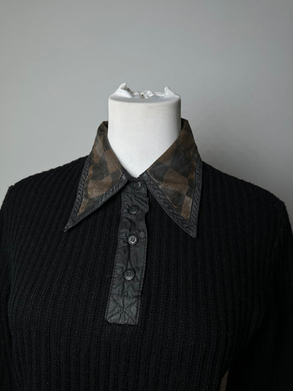 Vintage Fendi Roma Wool Sweater Black Brown 36/S