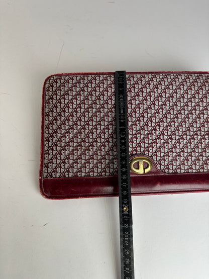 Vintage Dior Oblique Monogram Clutch Grey Red