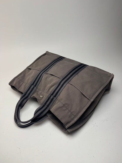 Sac cabas vintage Hermès en toile gris noir