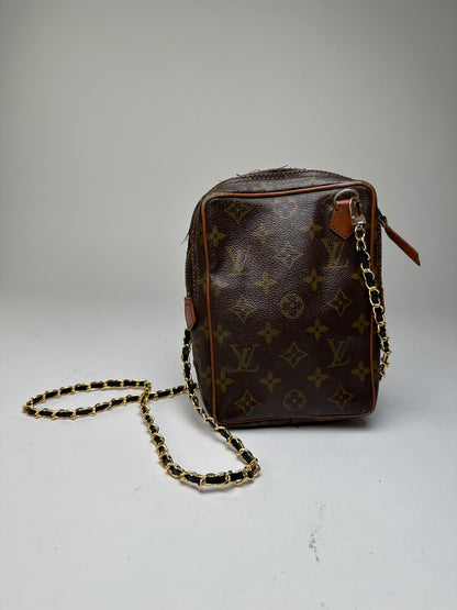 Vintage Louis Vuitton Monogram Canvas Crossbody Bag Brown Gold