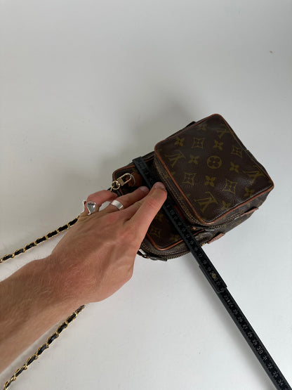Vintage Louis Vuitton Monogram Canvas Crossbody Bag Brown Gold