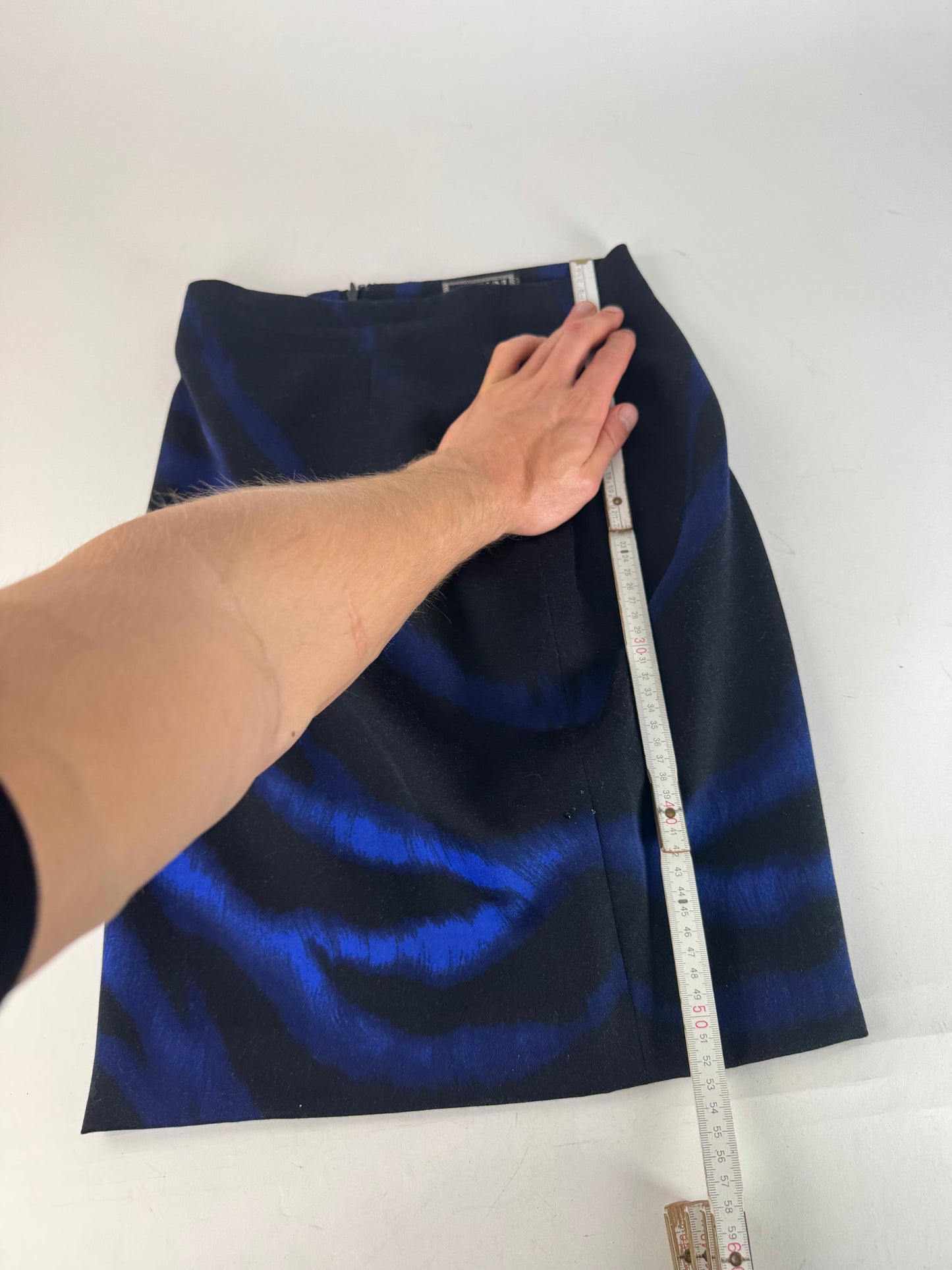 Vintage Gianni Versace Leopard Lana Wool Skirt Black Blue 38/M