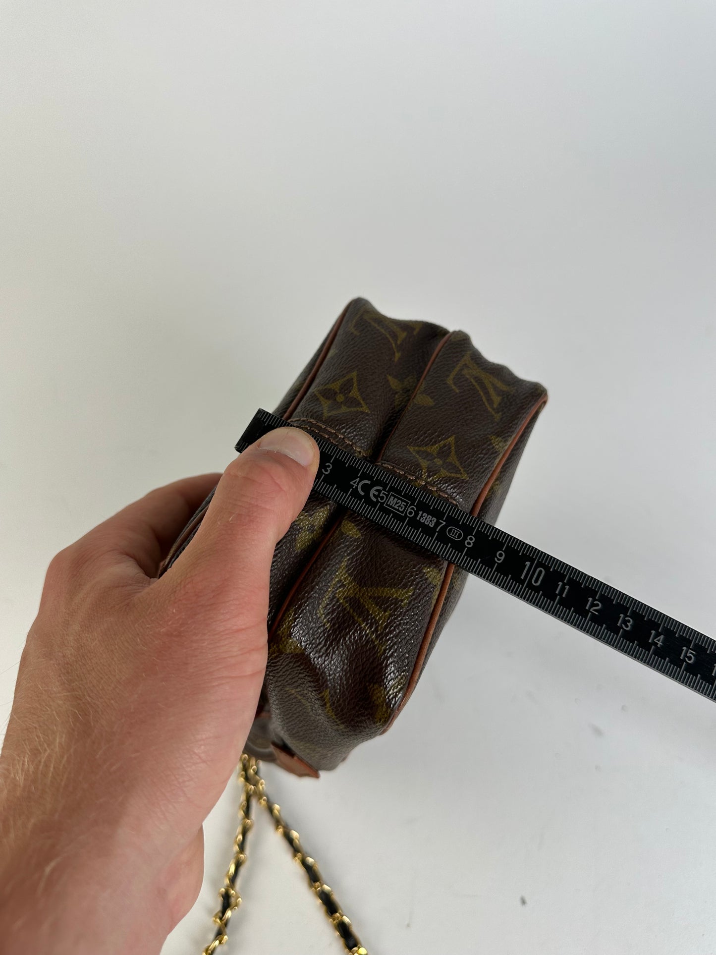Vintage Louis Vuitton Monogram Canvas Crossbody Bag Brown Gold