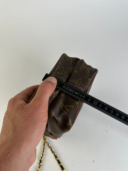 Vintage Louis Vuitton Monogram Canvas Crossbody Bag Brown Gold
