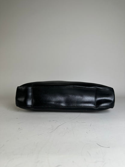 Vintage Givenchy Smooth Leather Shoulder Bag Black Gold