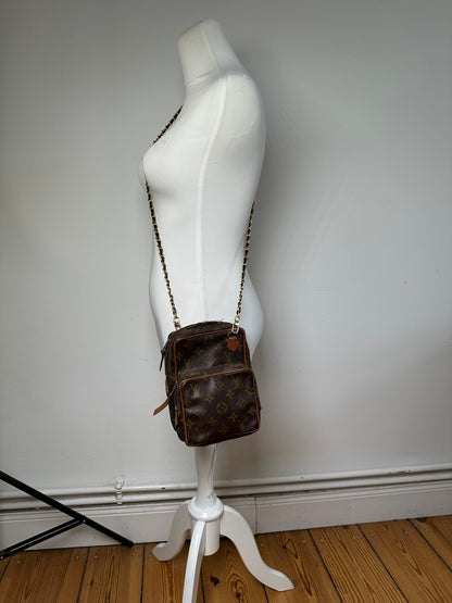Vintage Louis Vuitton Monogram Canvas Crossbody Bag Brown Gold