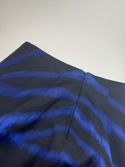 Vintage Gianni Versace Leopard Lana Wool Skirt Black Blue 38/M